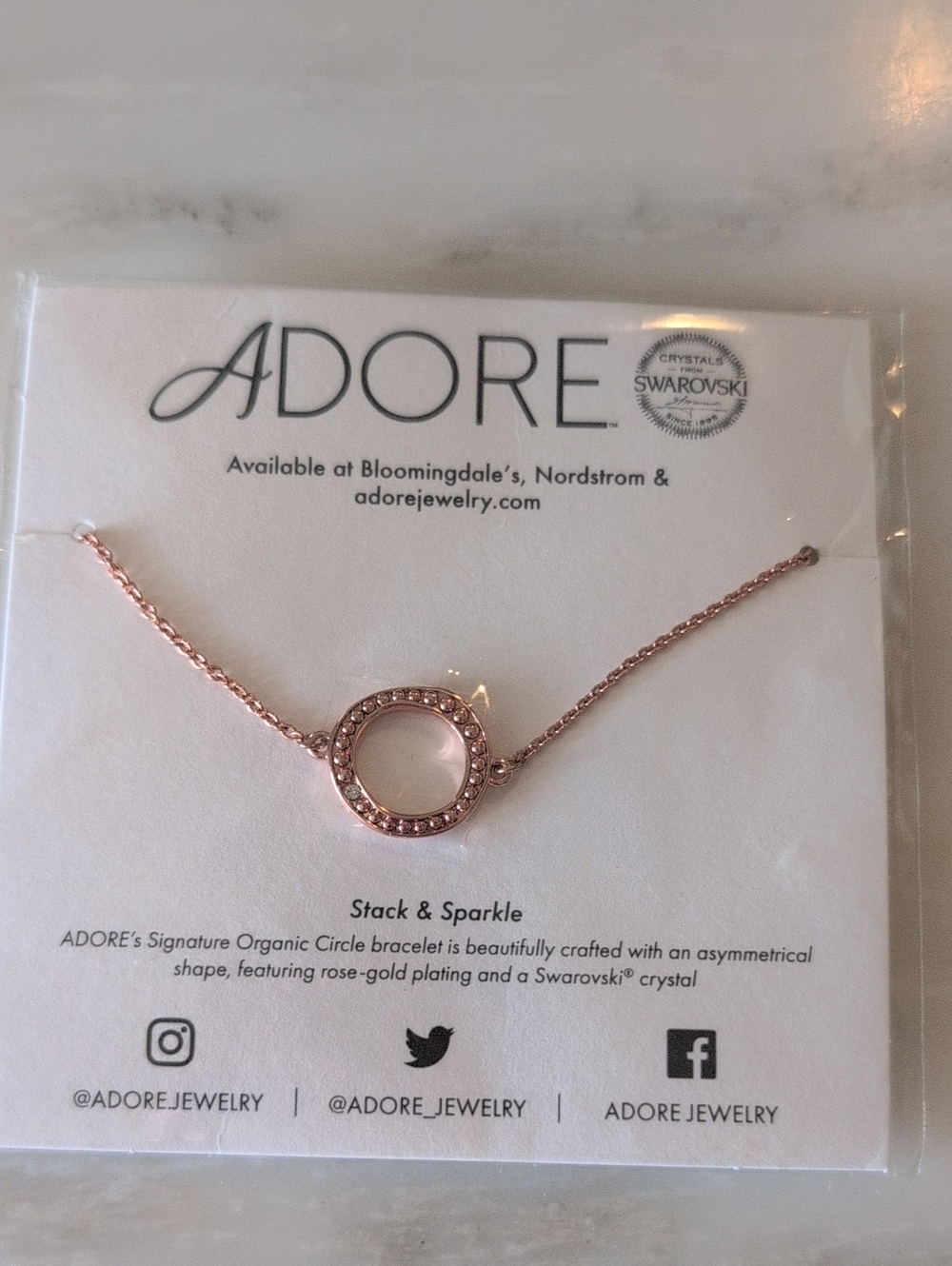 Adore Rose Gold Circle Crystal Accent Bracelet